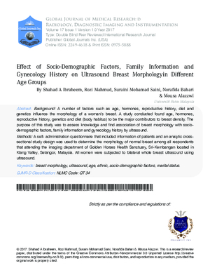 Effect of Socio-Demographic Factors, Family Information and Gynecology History on Ultrasound Breast Morphologyin Different Age Groups