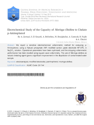 Elecrochemical Study of the Capacity of Moringa Oleifera to Chelate p-Aminophenol
