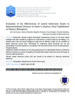 Evaluation of the Effectiveness of Lateral Intercrural Suture to Reduce Interdomal Distance in Order to Improve Nasal Tip Definition on Primary Rhinoplasty