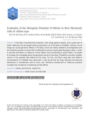 Evaluation of the Mutagenic Potential of Orlistat in Root Merymatic Cells of Allium cepa
