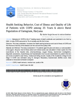 Health Seeking Behavior, Cost of Illness and Quality of Life of Patients with COPD among 35 Years 