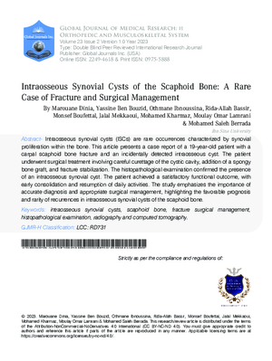 Intraosseous Synovial Cysts of the Scaphoid Bone: A Rare Case of Fracture and Surgical Management