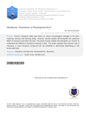 Marijuana: Neurotoxic or Neuroprotective?