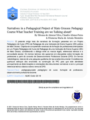 Narratives in a Pedagogical Project of Mato Grossos Pedagogy Course What Teacher Training Are We Talking about?