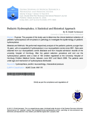 Pediatric Hydrocephalus; A Statistical and Historical Approach