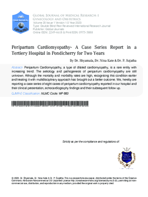 Peripartum Cardiomyopathy- A Case Series Report in a Tertiery Hospital in Pondicherry for Two Years