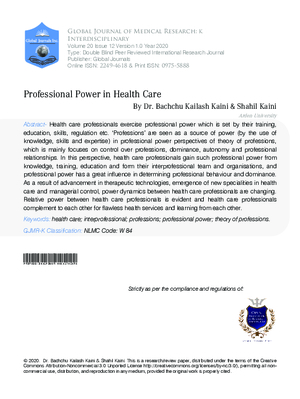 Professional Power in Health Care