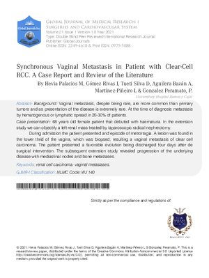 Synchronous Vaginal Metastasis in Patient with Clear-Cell RCC. A Case Report and Review of the Literature