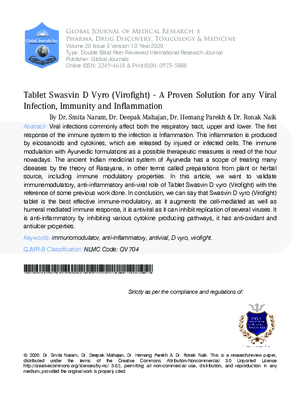Tablet Swasvin D Vyro (Virofight) - A Proven Solution for any Viral Infection, Immunity and Inflammation