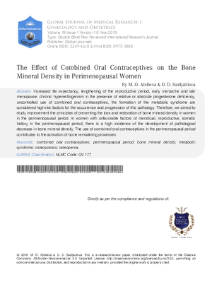 The Effect of Combined Oral Contraceptives on the Bone Mineral Density in Perimenopausal Women