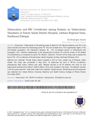 Tuberculosis and HIV Co-infection among Patients on Tuberculosis Treatment at Fenote Selam District Hospital, Amhara Regional State, Northwest Ethiopia