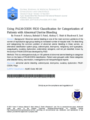 Using PALM-COEIN FIGO Classification for Categorization of Patients with Abnormal Uterine Bleeding