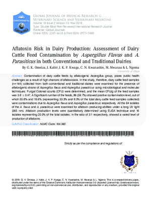 Aflatoxin Risk in Dairy Production: Assessment of Dairy Cattle Feed Contamination Level by Aspergillus Flavus and A. Parasiticus in both Conventional and Traditional Dairies