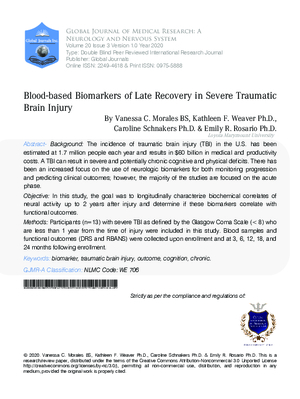 Blood-based Biomarkers of late Recovery in Severe Traumatic Brain Injury