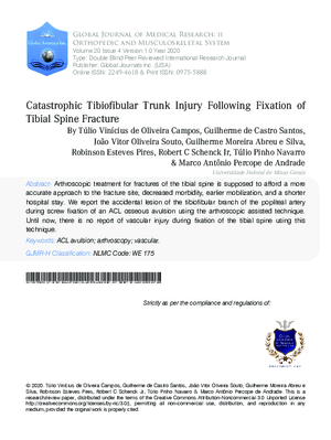 Catastrophic Tibiofibular Trunk Injury Following Fixation of Tibial Spine Fracture
