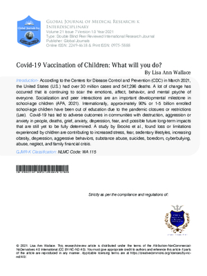 Covid-19 Vaccination of Children: What Will You Do?