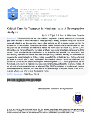 Critical Care Air Transport in Northern India: A Retrospective Analysis