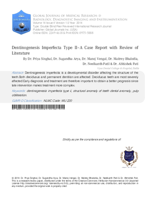 Dentinogenesis Imperfecta Type IIaA Case Report with Review of Literature