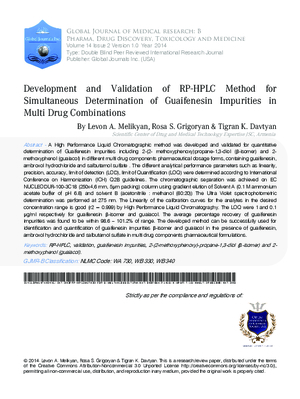 Development and Validation of RP-HPLC Method For Simultaneous Determination of Guaifenesin Impurities in Multi  Drug Combinations