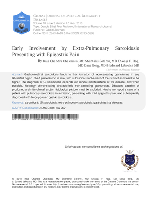 Early Involvement by Extra-Pulmonary Sarcoidosis Presenting with Epigastric Pain