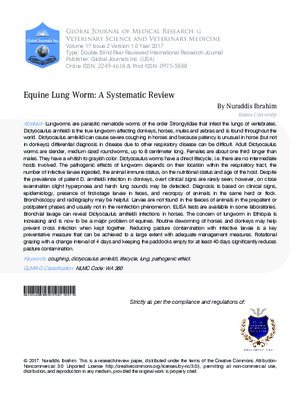 Equine Lung worm: A Systematic Review