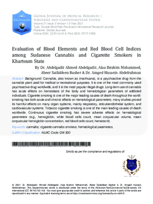 Evaluation of Blood Elements and Red Blood Cell Indices Among Sudanese Cannabis and Cigarette Smokers in Khartoum State
