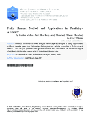 Finite Element Method and Applications in Dentistry #x2013;A#xA0;Review
