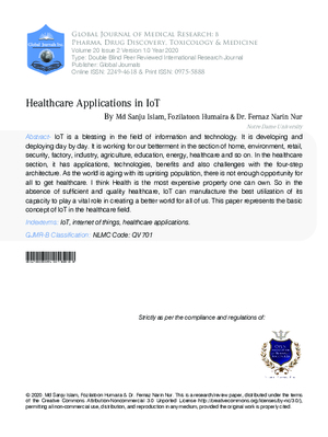 Healthcare Applications in IoT