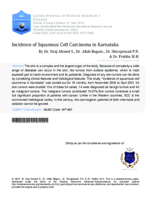 Incidence of Squamous Cell Carcinoma in Karnataka