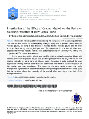 Investigation of the Effect of Coating Method on the Radiation Shielding Properties of Terry Cotton Fabric