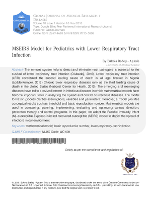 MSEIRS Model for Pediatrics with Lower Respiratory Tract  Infection