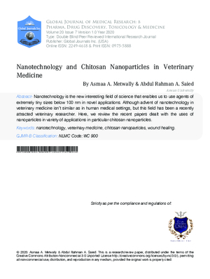 Nanotechnology and Chitosan Nanoparticles in Veterinary Medicine