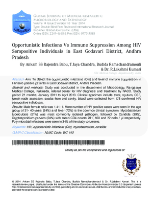 Opportunistic Infections Vs Immune Suppression among HIV Seropositive Individuals in East Godavari District, Andhra Pradesh