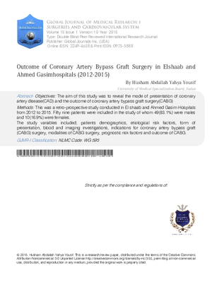 Outcome of Coronary Artery Bypass Graft Surgery in Elshaab and Ahmed Gasimhospitals(2012-2015)