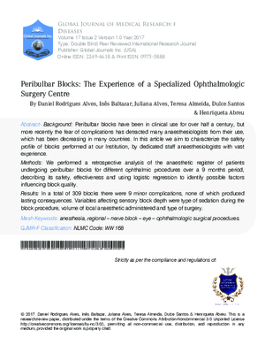 Peribulbar Blocks: The Experience of a Specialized Ophthalmologic Surgery Centre