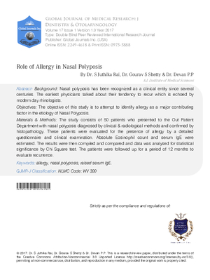 Role of Allergy in Nasal Polyposis