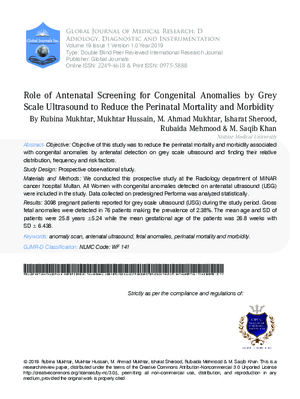 Role of Antenatal Screening for Congenital Anomalies by Grey Scale Ultrasound to Reduce the Perinatal Mortality and Morbidity