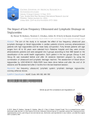 The Impact of Low Frequency Ultrasound and Lymphatic Drainage on Triglycerides