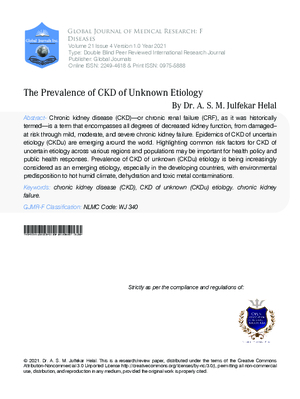 The Prevalence of CKD of Unknown Etiology