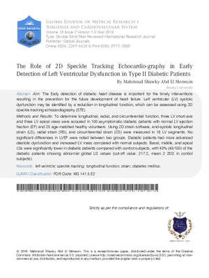 The Role of 2D Speckle Tracking Echocardiography in Early Detection of Left Ventricular Dysfunction in Type II Diabetic Patients