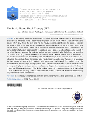 The Study Electro Shock Therapy (EST)