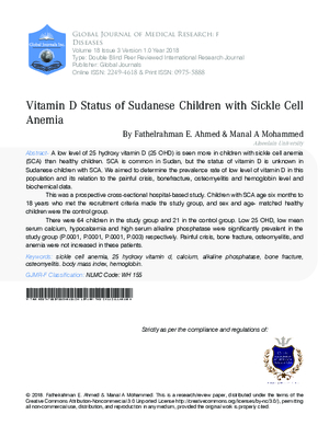 Vitamin D status of Sudanese Children with Sickle Cell Anemia