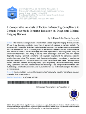 A Comparative Analysis of Factors Influencing Compliance to Contain Man-Made Ionizing Radiation in Diagnostic Medical Imaging Devices