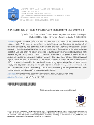 A Disseminated Myeloid Sarcoma Case Transformed into Leukemia