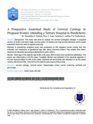 A Prospective Analytical Study of Cervical Cytology in Pregnant Women Attending a Tertiary Hospital