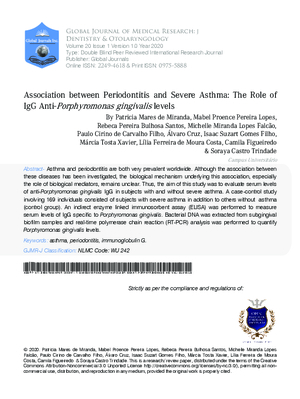 Association between Periodontitis and Severe Asthma: The Role of IgG Anti-Porphyromonas gingivalis Levels