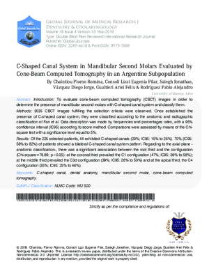 C-Shaped Canal System in Mandibular Second Molars Evaluated by Cone-Beam Computed Tomography in an Argentinean Subpopulation