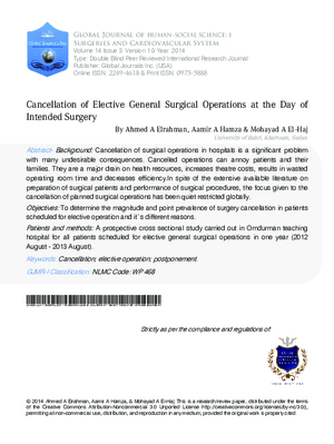 Cancellation of Elective General Surgical Operations at the Day of Intended Surgery