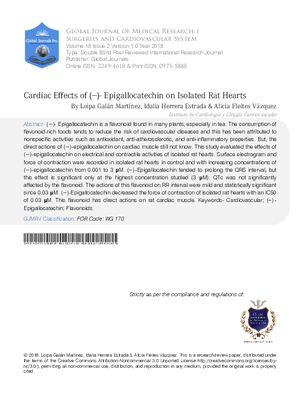 Cardiac Effects of (a)- Epigallocatechin on  Isolated Rat Hearts