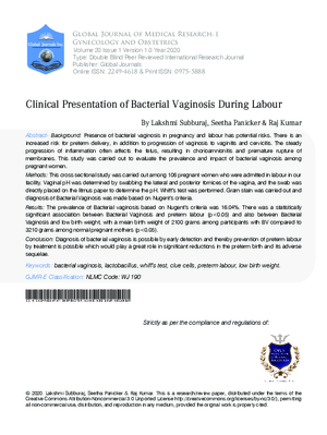 Clinical Presentation of Bacterial Vaginosis during Labour